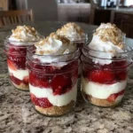 No-Bake Strawberry Cheesecake Jars
