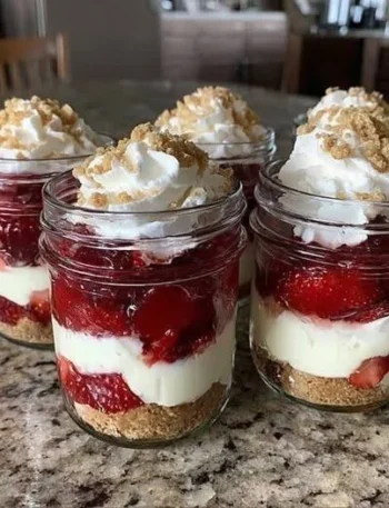 No-Bake Strawberry Cheesecake Jars