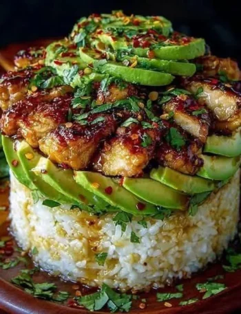 Honey Lime Chicken & Avocado Rice Stack